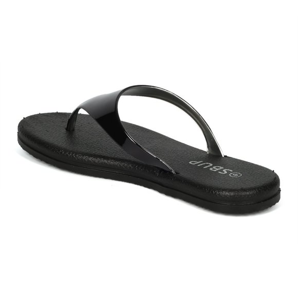 Alrisco Metallic Triangle Thong Flatform T-Strap Spring Summer Sandals - Picture 5 of 6